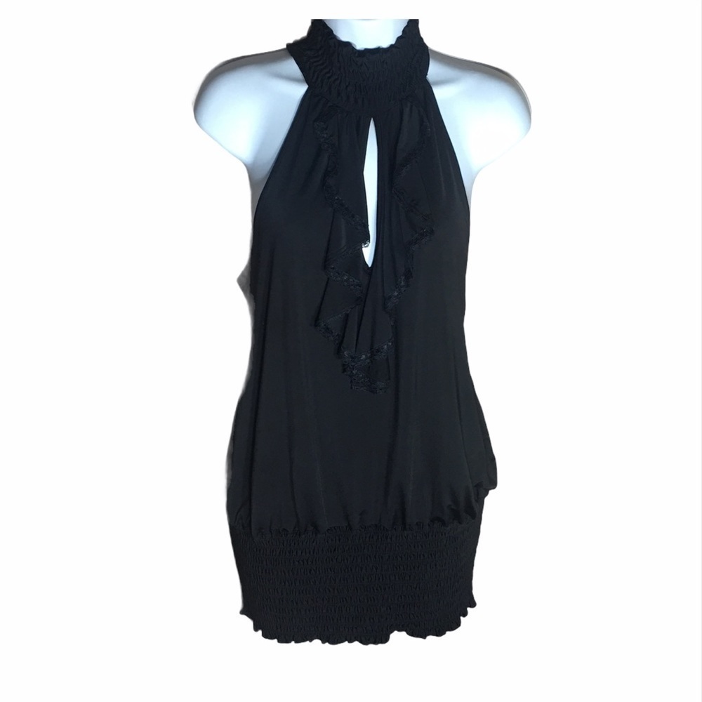 XOXO Keyhole high neck blouse Black Size XL